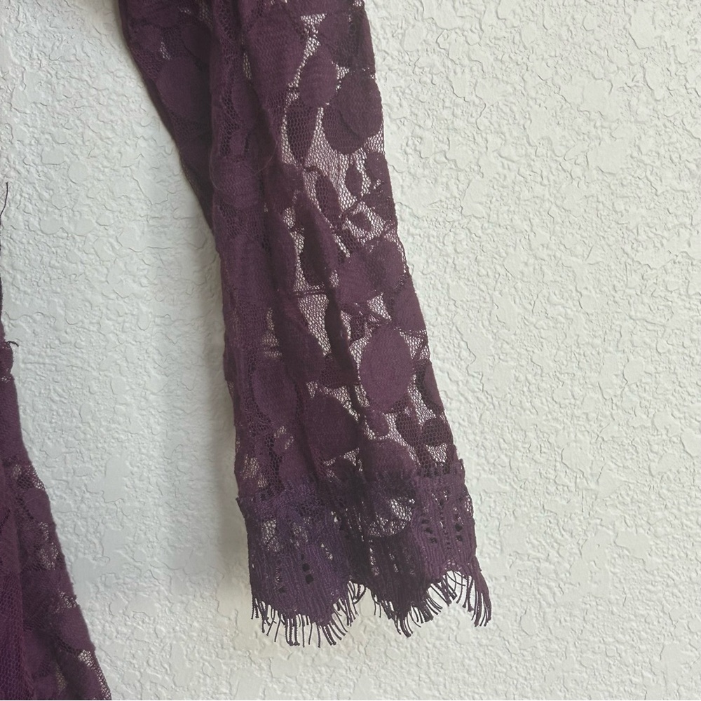 Free People Women’s Size 2 Purple Eggplant Lace Fit & Flare Cocktail Party Dress - Picture 3 of 8